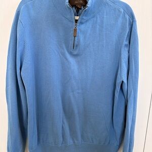 Tasso Elba Men's Med Sky Blue Half Zip Sweater - 100% Cotton